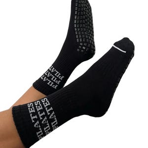 PILATES PILATES PILATES Black Grip Socks - Grippy Socks for Reformer Pilates / Barre / Yoga