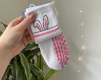 Bunny Grip Socks - Pink Pilates Grip Socks for Yoga, Barre, Reformer Pilates