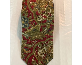 Vintage Burberry Pure Silk Tie Floral Design Made in England