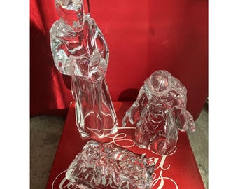 Vintage 3 Piece Cristal d'Arques Lead Crystal Nativity Set Made In France -note