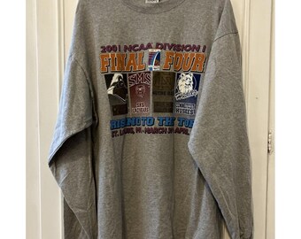 Uconn Final Four Vintage 2001 NCAA Division 1  Long Sleeve T Large Gray
