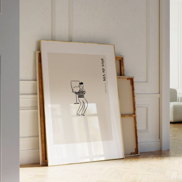 French Wine Poster, Kitchen Wall Art, French Modern Wall Art | Digital Wall Art, Apartment Decor | French Wine Art For Apartment Decor