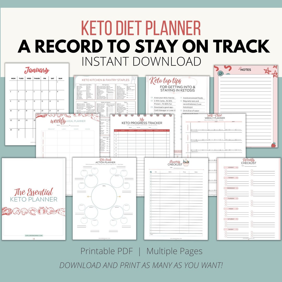 Keto Diet Planner, Keto Diary, Keto Food List Printable, Keto Pantry Staples List, Keto Meal ...