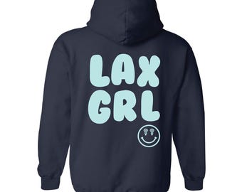 Lax Girl Hoodie - Navy with Mint Puff Lettering