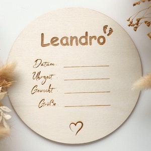 Baby Namensschild Holz personalisiert mit Name, Geburt Geschenk, Holz Schild graviert, Babyzimmer Deko, Meilensteinkarte Neugeborenes