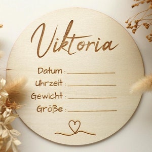 Personalisiertes Namensschild zur Geburt, Holzschild graviert, Geschenke zur Geburt, Babyzimmer Deko, personalisiertes Geschenk Neugeborenes