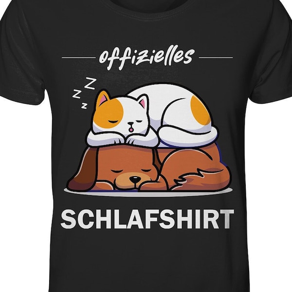 T-Shirt Katze und Hund-Nachthemd-Schlafshirt-Geschenkidee für Katzen und Hunde Liebhaber-Shirt für Langschläfer-witzige Geschenk für Freunde