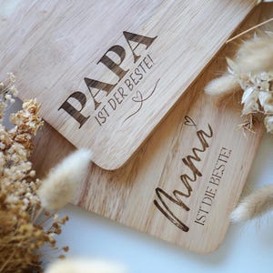 Personalized wooden board, gift for parents | Mother&#39;s Day & Father&#39;s Day, breakfast board with engraving, wooden board Best Mom Best Dad