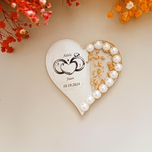 Personalized Heart Epoxy Magnet: Wedding Engagement Favor
