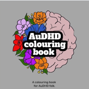 AuDHD Malbuch, Illustrationsbuch zur Neurovielfalt, Autismus & ADHS, achtsame Sätze, Aktivitäten für Kinder und Erwachsene, digital druckbares Pdf