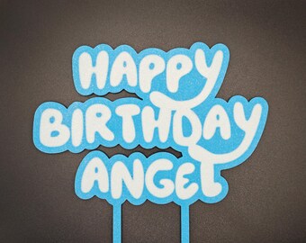 Blue Puppy Cartoon Cake Topper | Dog Birthday Party Decoration | Cute Pup Theme Cake Topper for Kids l Daisy Cake Topper