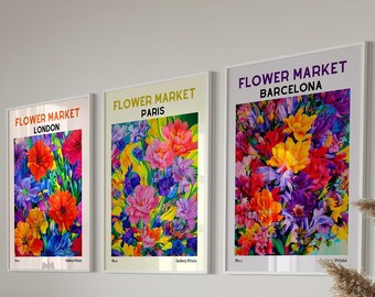 Blumenmarkt Poster, botanische Freude, von der Natur inspirierte Kunst, florale Eleganz, lebendige Blüten, fesselndes Wanddekor