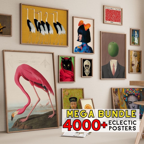 4000 Digitaldrucke Eclectic Galerie Set, Vintage Kunstdrucke Mega Bundle, moderne Galerie Wandkunst, berühmte Gemälde Kunstwerke ästhetisches Dekor