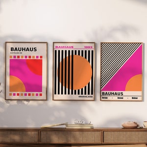 Set Of 3 Bauhaus, Gallery Wall Bundle, Bauhaus Prints For Living Room, Trendy Bauhaus Digital Wall Art Set, Bauhaus Poster