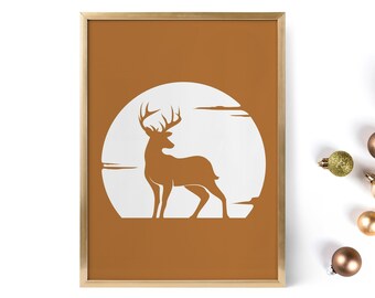 Deer Wall Art, Rustic Farmhouse Home Decor for Christmas, Deer Hunting Print, Christmas Wall Art Printable Winter Home Decor