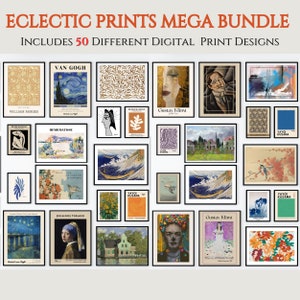 Eclectic Prints Mega Bundle 50, Eclectic Wall Art Set, druckbare Wandkunst, maximalistische Wandkunst, herunterladbarer Kunstdruck