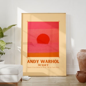 Andy Warhol Sunset Print, Orange Sunset Poster, Trendy Wall Art, Exhibition Wall Art, Museum Poster, Pop Art Digital Print, Vibrant Wall Art