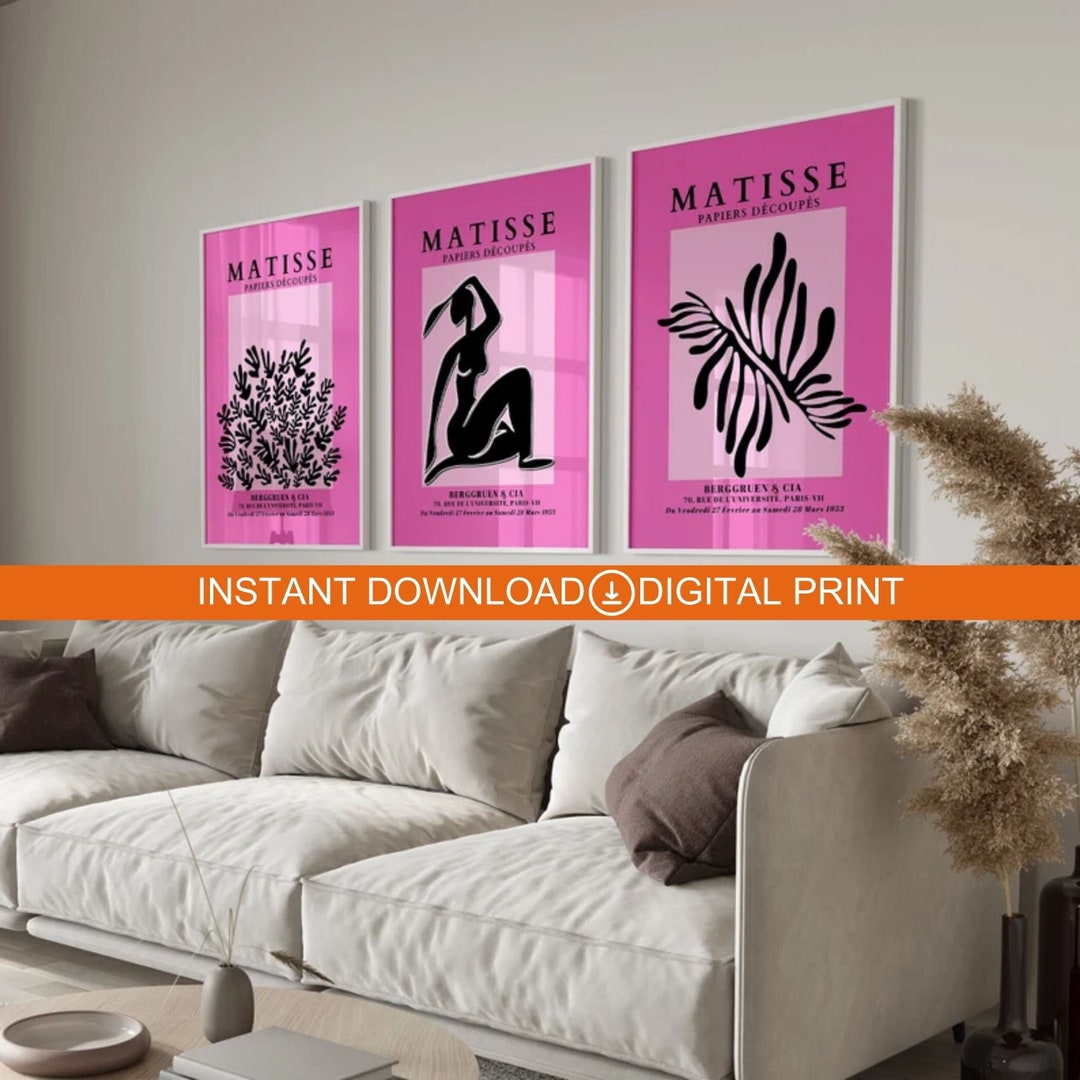Pink Henri Matisse Poster Set of 3, Matisse Wall Art for Living Room ...