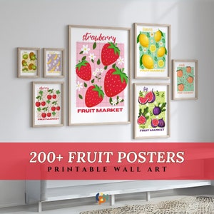Custom Design Fruit Posters, Fruit Market Kitchen Wall Decor, Fruit-Inspired Illustrations, Lemon Strawberry Watermelon Posters