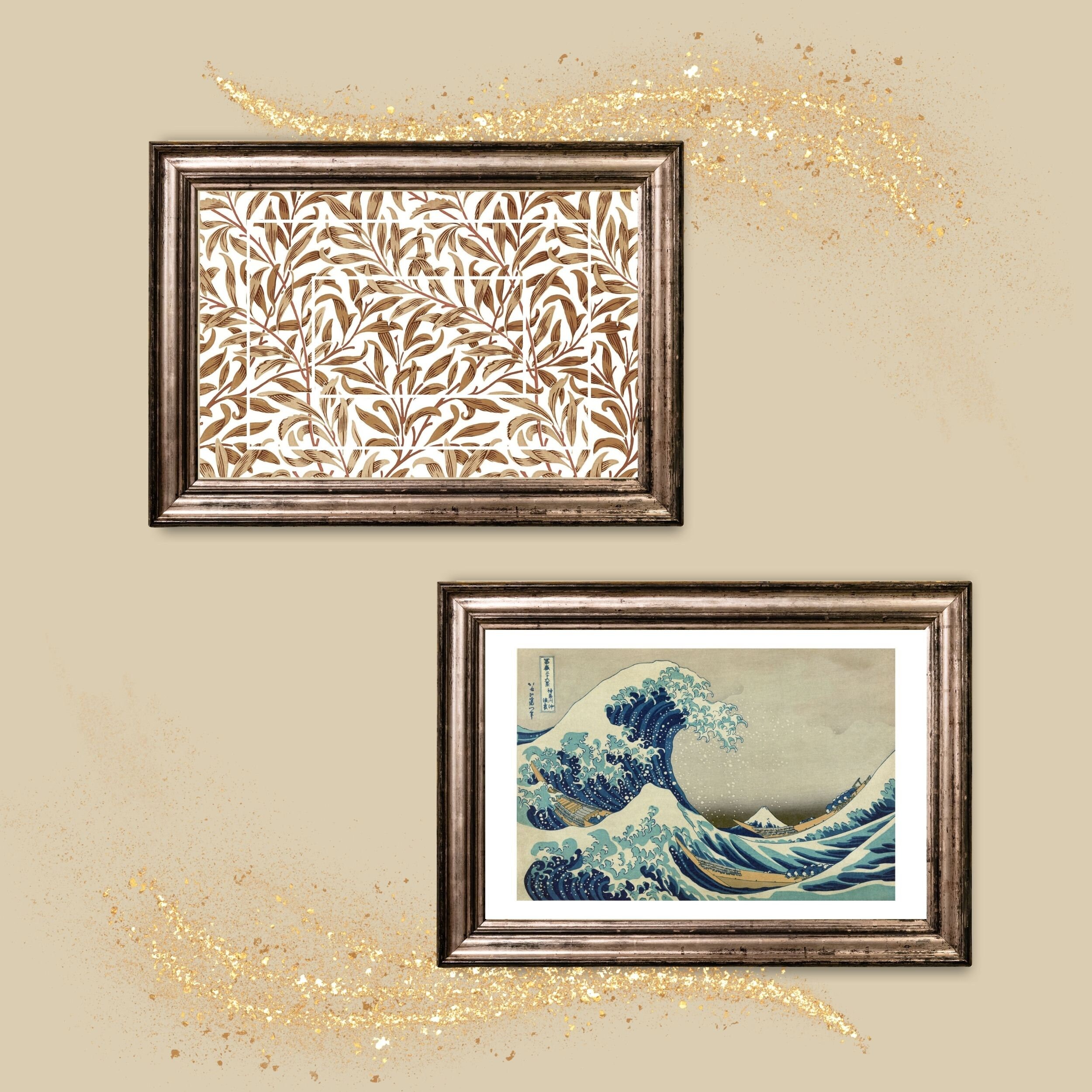 Modern Eclectic Wall Art Set of 8, Van Gogh Print, William Morris