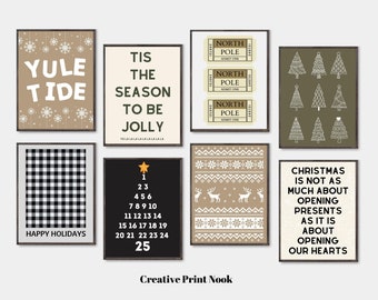 Conjunto de 50 impresiones navideñas de la galería navideña, arte de pared de decoración navideña, conjunto de impresiones navideñas, conjunto de arte de pared de Navidad, decoración navideña clásica