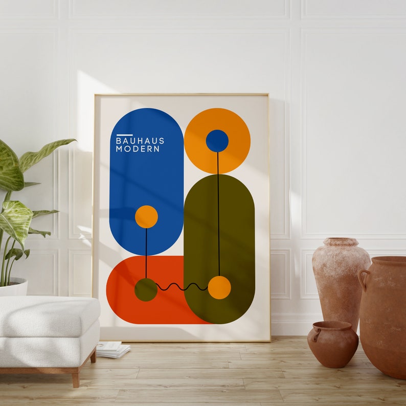 Bauhaus Poster Set of 2, Colorful Geometric Bauhaus Print, Exhibition Poster, Modern Art Decor, Contemporary Art image 9