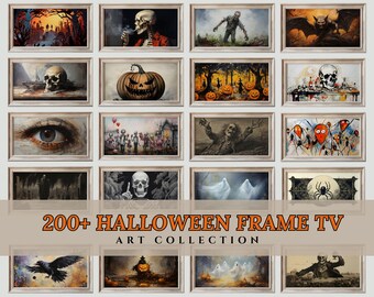 Set de arte para marcos de TV de Halloween: 200 lindas pinturas al óleo de fantasmas, paisajes otoñales vintage y arte espeluznante para televisores Samsung Frame