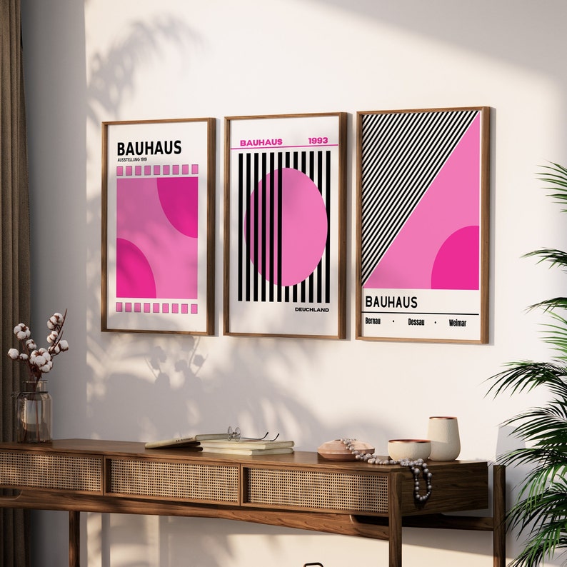 Bauhaus Poster Set of 3, Bauhaus Wall Art Set, Bauhaus Prints for ...