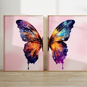 Split Butterfly Poster for Preppy Room Decor, Colorful Butterfly Poster Y2k Room Decor, Cute Apartment Decor Minimalist Wall Ar