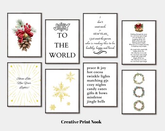 Decoración navideña neutra, 40 IMPRESIONES DE NAVIDAD, Arte de pared imprimible de Navidad en la granja, Conjunto de impresiones de Feliz Navidad de 40 carteles digitales
