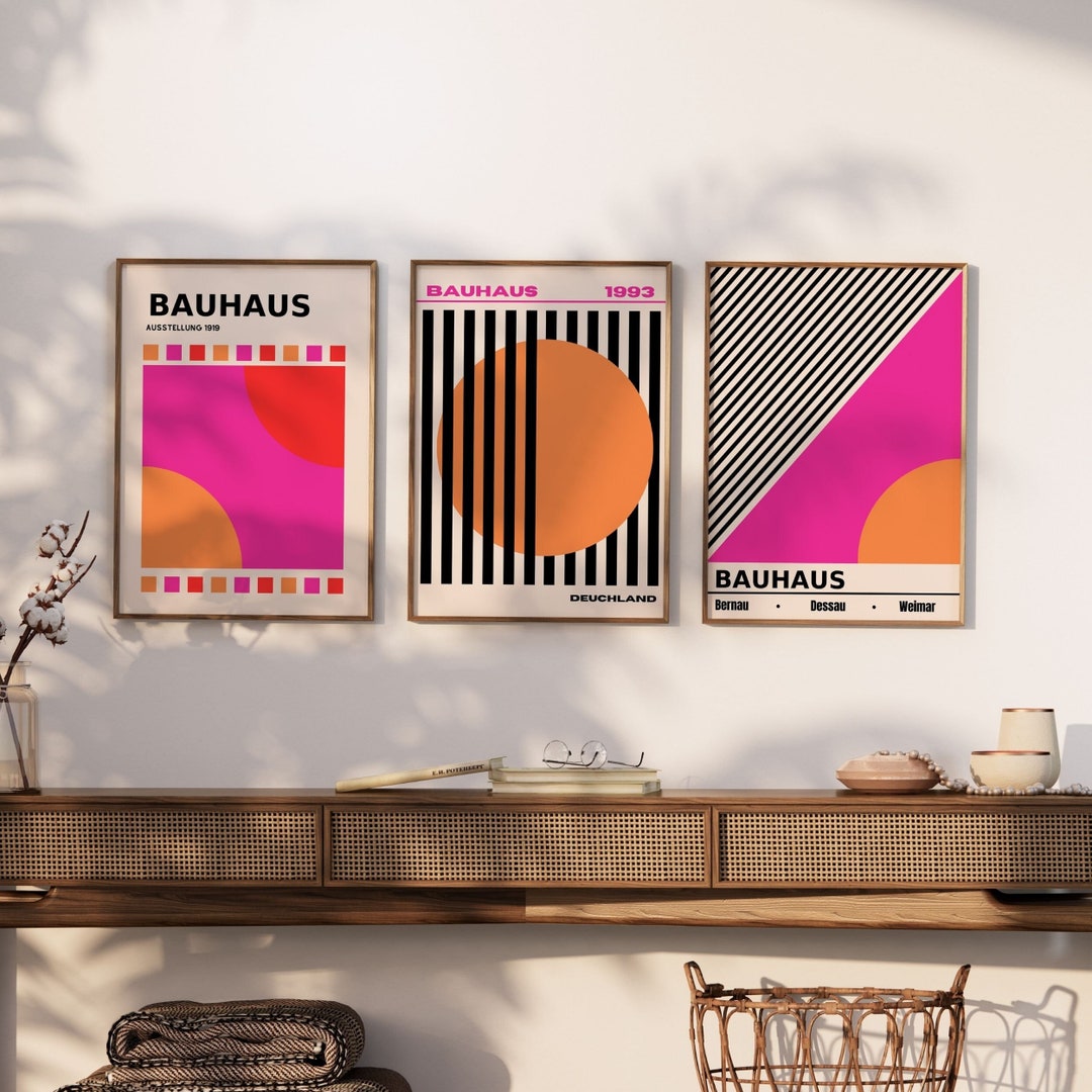 Set of 3 Bauhaus, Gallery Wall Bundle, Bauhaus Prints for Living Room ...