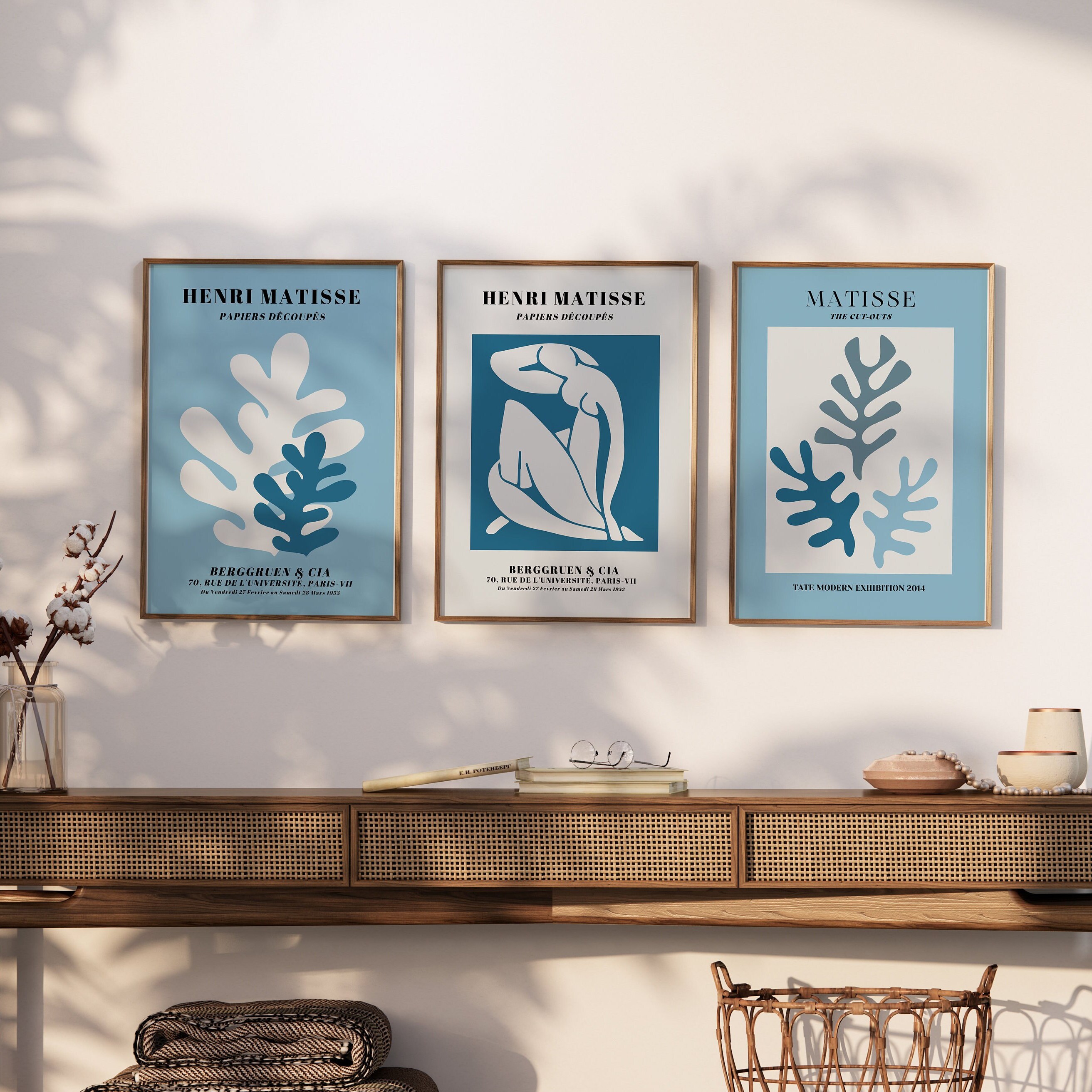 Henri Matisse Poster Set of 3 Blue Wall Art for Living Room - Etsy
