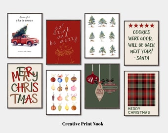 Imprimibles de arte de pared navideño, 50 carteles festivos para decoración navideña clásica y moderna, decoraciones navideñas, impresiones de carteles navideños imprimibles