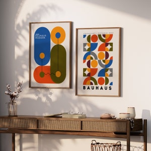 Bauhaus Poster Set of 2, Colorful Geometric Bauhaus Print, Exhibition Poster, Modern Art Decor, Contemporary Art image 2