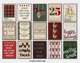 100 Arte de pared de la galería navideña, Paquete navideño imprimible, Impresiones de carteles navideños maximalistas, Decoración navideña de granja