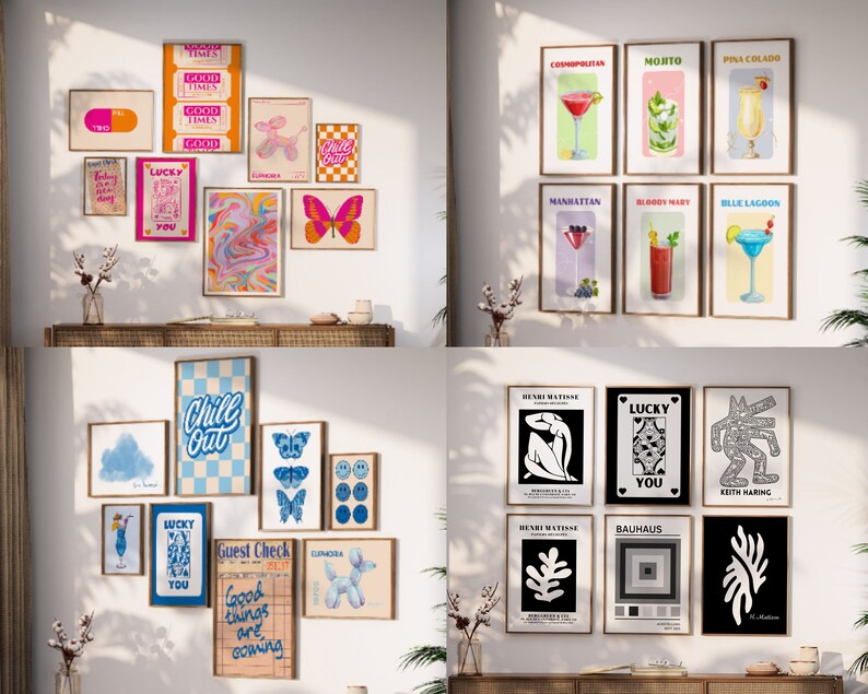 preppr wall art, henri matisse, aura poster, dog balloon poster, cocktail bar, kitchen wall paper