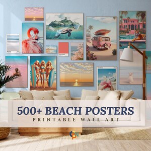 Set of 500 Coastal Wall Art, Prints Summer Wall Art, Trendy Beach Gallery Wall, Coastal Decor, Nautical Decor, Surf Print, Beach House Decor