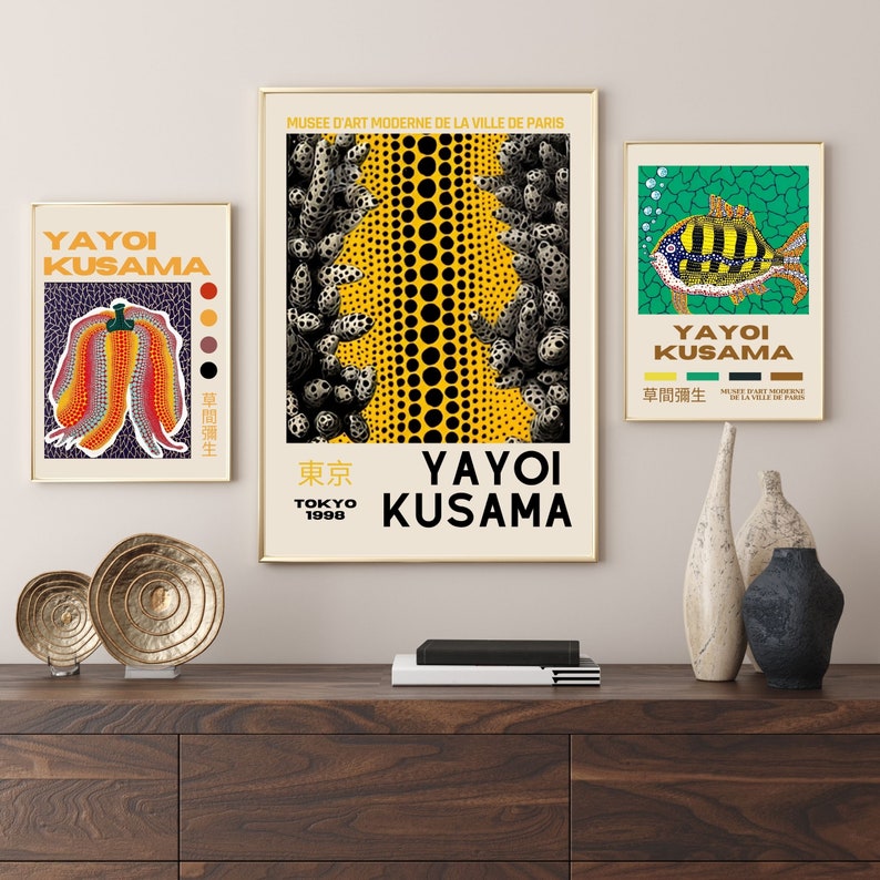 Yayoi Kusama Wall Art Set of 24 Exhibition Poster Yayoi Etsy