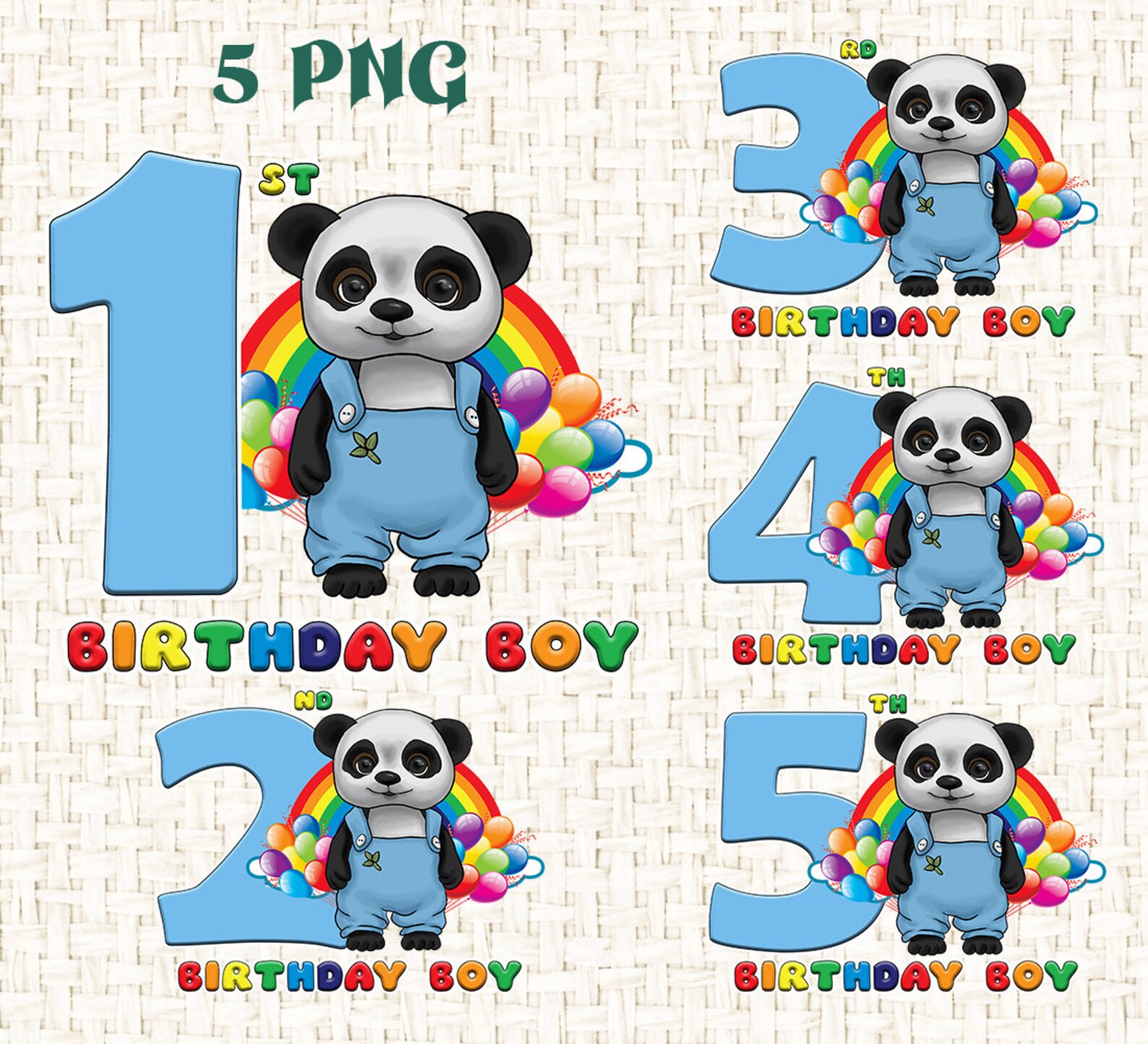 Birthday Boy PNG, Baby Panda Png, Cute Panda Png, Panda Boy PNG