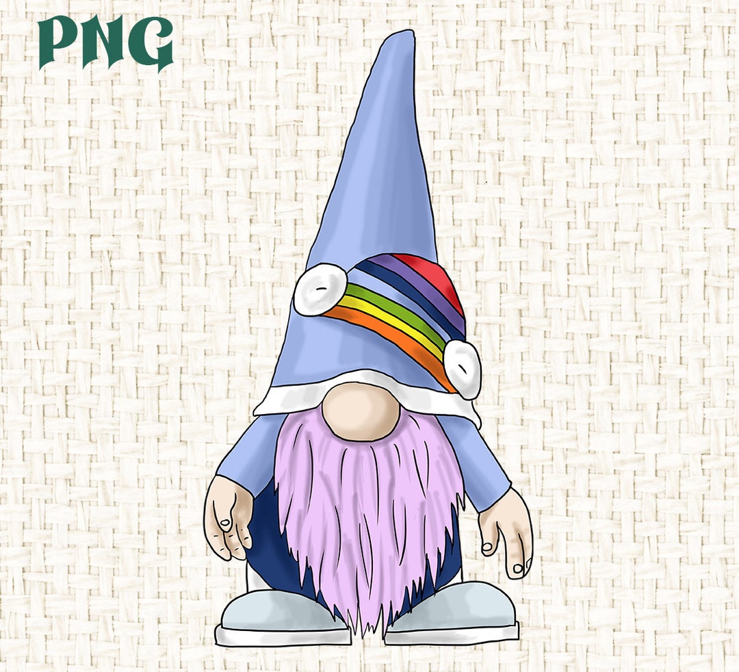 Rainbow Gnome Clipart Png Graphic , Pride PNG, Hand Drawn Gnomes