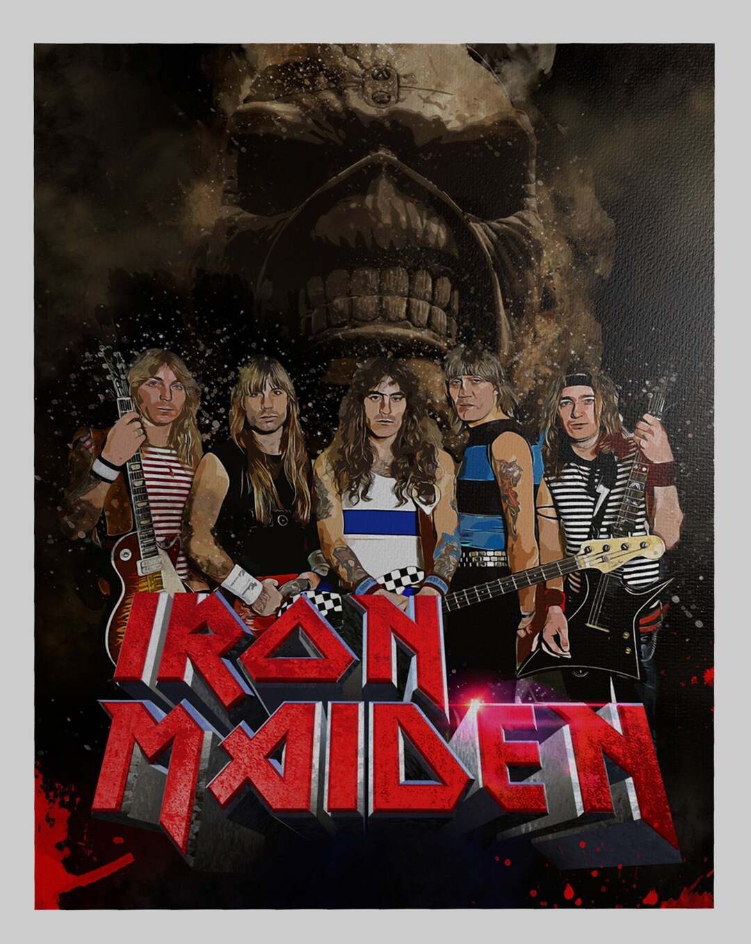 Unique Iron Maiden Wall Art Art Canvas Featuring Iconic Logos and