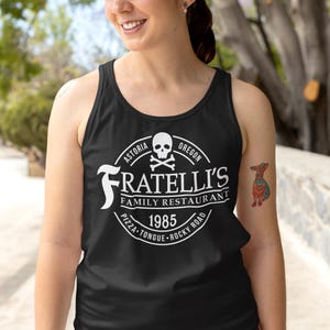 Fratelli&#39;s Family Restaurant Women&#39;s Racerback Tank | 80s Cult Movie Parody Top | Vintage Crime Family Shirt | Funny Retro Gift