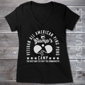 Gump&#39;s Veteran All American Ping Pong Camp  Ladies Crewneck or V-neck T-shirt -