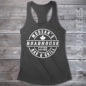 MoDean's Roadhouse Bar & Grill Ladies Racerback Tank Top -  Funny, Pop Culture Shirt
