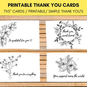 Thank You Cards with Simple Flowers ︱ Variety Pack