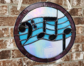 Musical Notes Stained Glass Suncatcher