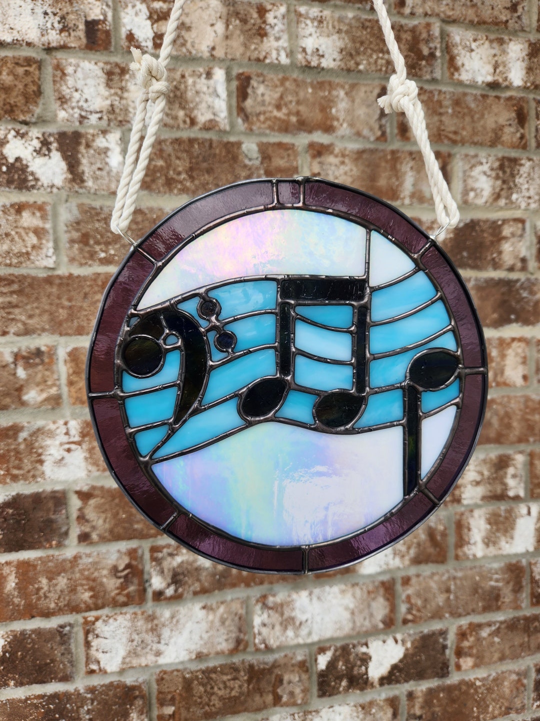 Harmonious Musical Notes Stained Glass Suncatcher - Unique Window Art ...