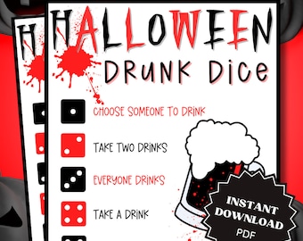 Drunk Dice Halloween Game Printable, Halloween Games For Adults, Fun Drinking Games, Group Drinking Game, Fun Adult Game, Adult Party Games