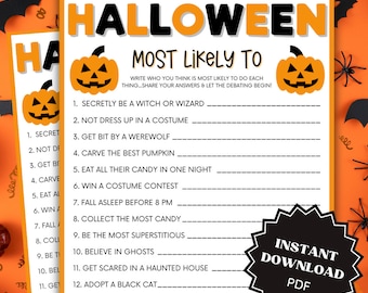 Most Likely To Halloween Game Printable, Halloween Games, How Well Do You Know, Halloween Games For Adults, Group Games, Family Party Game
