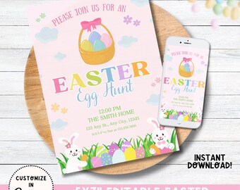 Easter Party Editable Easter Egg Hunt Invitation Template, Easter Egg Hunt Instant Download Invitation, Easter Egg Hunt Invitation